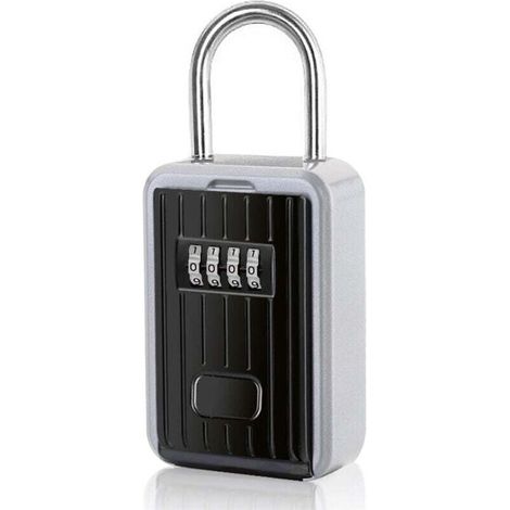 Caja de seguridad para llaves de pared con cerradura de combinación de 4 dígitos, caja fuerte extragrande para exteriores con asa (negra) - Crezuo