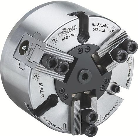 Röhm Kraftspannfutter  KFD 110,  3-Backen, Standardausführung,  Zylindrische Zentrieraufnahme  004250 (1/5)