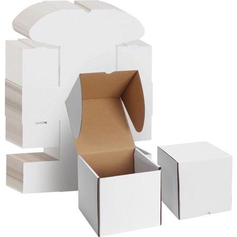 Caja de cartón blanca 16x16x16 cm, paquete de 20 cajas de cartón para envío (1/5)
