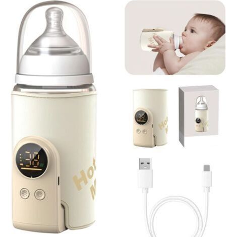 Chauffe-biberon portable pour bébé, avec écran LED, chauffage rapide et chaud 48 h, 6 températures réglables, chauffe-biberon USB, pour la maison et les voyages (1/5)