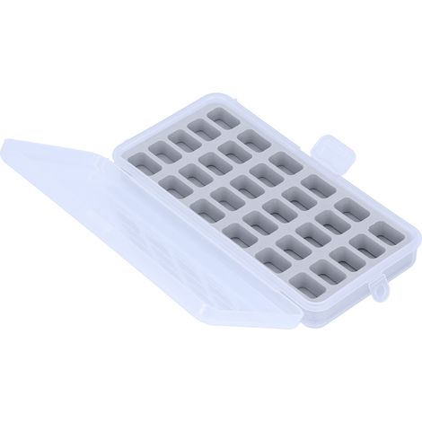 Boîte de rangement transparente en plastique pour bobines de fil, 30 emplacements vides, idéale pour la couture et les loisirs créatifs.