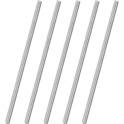 Set di 5 barre completamente filettate, M10 x 300 mm, filettatura destrorsa in acciaio inox 304, per bulloni di ancoraggio/morsetti/staffe di fissaggio per mobili, viti con filettatura metrica