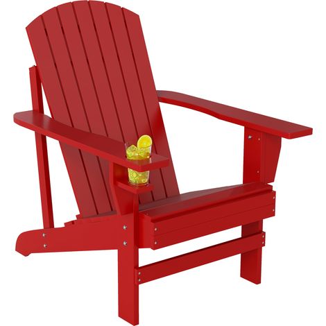 Adirondack-Gartenstuhl aus Kunstharzgeflecht, 72x97x92 cm, rote Farbe, komfortables Design für Terrasse und Außenbereich.