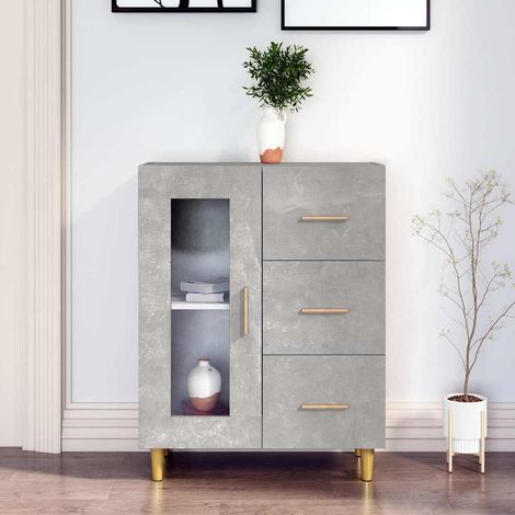Buffet - Armoire de rangement Enfilade Gris béton 69,5x34x90 cm Bois d'ingénierie BV808939 - BonneVie (1/5)