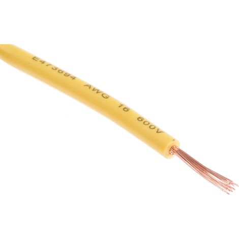 Câble triple homologation RS PRO, Jaune, Section 1,5 mm² 1 kV c.c., 600 V c.a., , Triple homologation ( Prix pour Bobine de 100 Mètres )