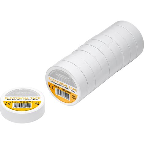 Draper 29532 White PVC Electrical Insulation Tape, 19mm x 20m (Pack of 10)