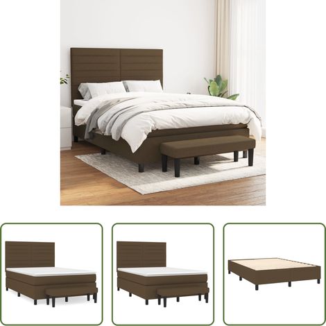 Matelas à ressorts ensachés - Sommier à lattes de lit avec matelas Marron foncé 140x200 cm (1/5)