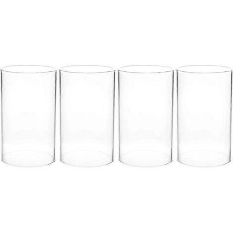 Lot de 4 abat-jour en verre transparent style simple pour bougies (8 x 10 cm)-10.00X8.00X8.00CM-Transparent (1/4)