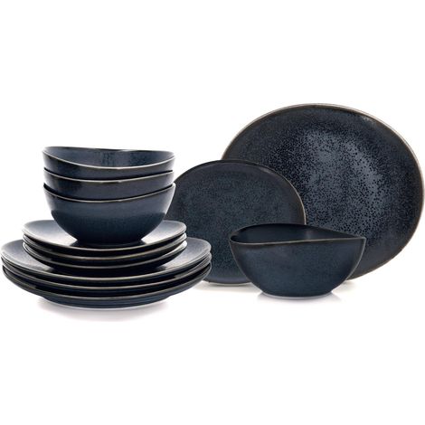 Duka Porzellan-Essservice, Time Black, 12-teilig, Graphit (1/5)