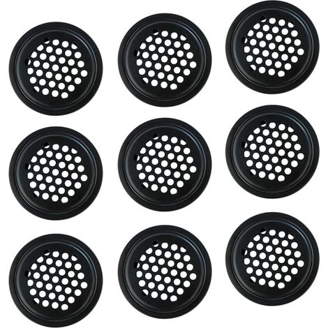 Schwarzes Edelstahl-Lüftungsgitter – 10er-Pack, 25 mm Maschenweite, für Schränke, Bücherregale und Schuhregale