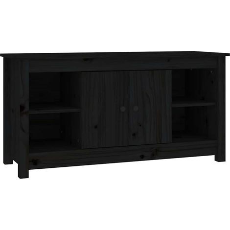 Meuble TV, Étagère TV, Meuble de Salon, Noir 103x36,5x52 cm Bois de pin massif OIB9293E (1/5)