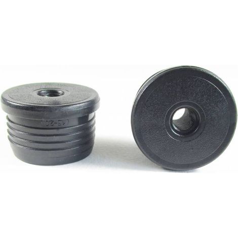 Ajile - Embout plastique rond pour tube diam. EXTÉRIEUR 40 mm avec trou fileté diam. 10 mm (M10) (1/3)