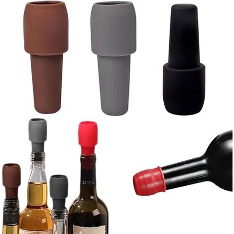 Bouchons pour bouteilles de vin 7 x 2,8 cm, lot de 3, bouchons réutilisables pour bouteilles de vin mousseux avec double protection, bouchons en silicone.-AquaForge