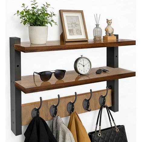 Wooden Wall Coat Rack, Shelves, Hooks, Wall Hook (1/5)