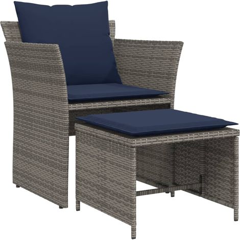 Maison Exclusive - Gartenstuhl mit Fußhocker Grau Poly Rattan