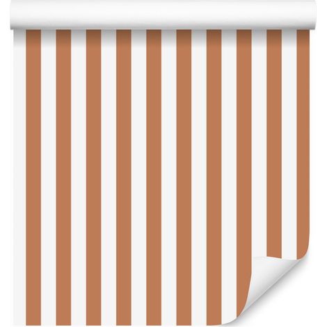 Weiß-orange gestreifte Tapete für Wohn- und Schlafzimmer, 50 x 1000 cm (1/5)