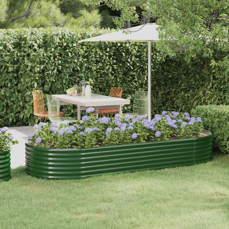 Jardinière de jardin Acier enduit de poudre 249x100x36 cm Vert (1/5)