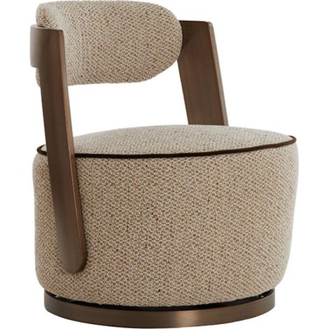 Fauteuil pivotant Kemena Crème et Sable 68x65x77cm (1/5)