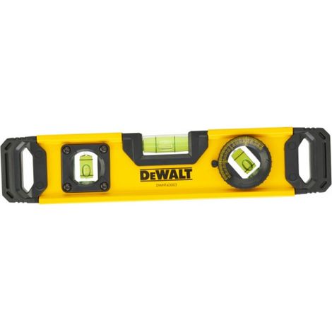 Dewalt – Niveau à bulle 250 mm – Précision 0,5 mm/m – Boîtier en ABS et aluminium – Flacons pour mesures d'angle