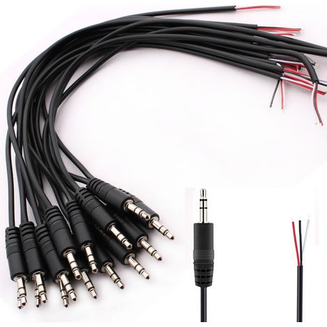 15pcs connecteur Jack 3.5 TRS 3 pôles Câble Jack Audio 3.5mm, Jack Stereo 3.5 mm, connecteur Jack 3.5 a souder,pour réparation de câble Audio(30 cm)