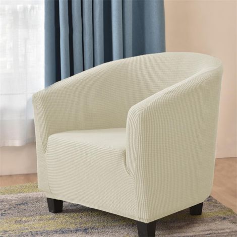 Extensible Housse de Fauteuil Chesterfield Jacquard Couleur Unie 1 Place Housse de Canapé Salon Club Facile à Installer et à Laver Couverture de Fauteuil(Beige) (1/5)
