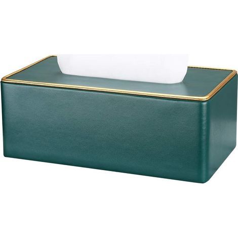 Rechteckige Taschentuchbox aus Leder (dunkelgrün) (1/5)