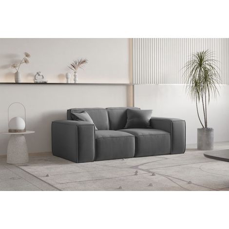 Sofa Designersofa CELES PREMIUM 2-Sitzer in Stoff Opera Velvet Dunkelgrau (1/3)