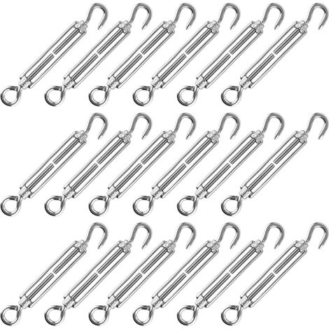 Lot de 18 Tendeur Cable INOX M6 Type OC, Tendeur Fil a Linge en Acier Inoxydable 304, Tendeur de Fil Réglable pour Corde, Grillage et Voile d'Ombrage (1/5)