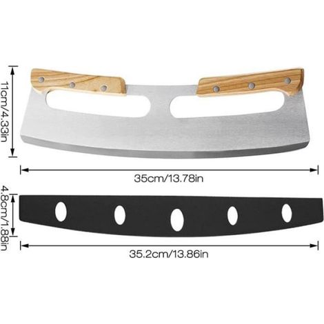Couteau Pizza en Acier Inoxydable Roulette a Pizza avec Cache De Protection,Coupe pizza à coupe rapide avec double manche en bois (1/4)
