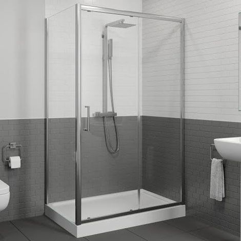Sliding Shower Enclosure 1200x800mm Easy Plumb Tray 8mm Glass Bathroom