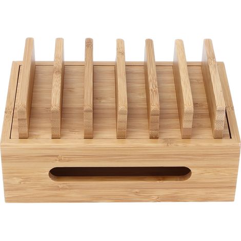 Station d'accueil pour téléphone portable en bois de bambou, boîte de rangement pour tablette pour la maison et le bureau (1/4)