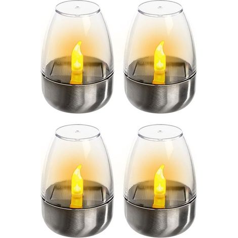 Solarbetriebene Kerzenbeleuchtung 4 LED-Kerzen LED-Teelichter Nachtlicht Elektrische Teelichter Wiederaufladbare Kerzen LED-Teelichter Kerzen 8 5 8,5 (1/5)