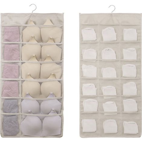 Organisateur suspendu double face pour sous-vêtements, penderie, cintre rotatif, sac de rangement pour soutiens-gorge, sous-vêtements, bijoux, cravates et cosmétiques (1/5)