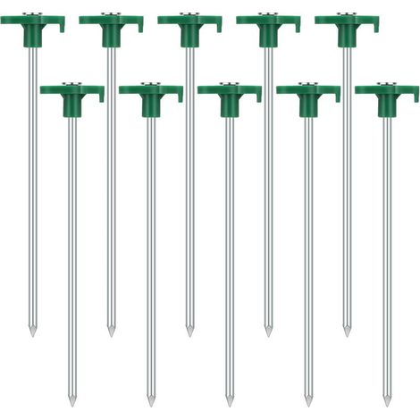 Lot de 10 piquets de tente stables - Piquets de tente résistants aux tempêtes - Piquets de tente en acier - Sardines de camping - Tente stable - Piquets solides pour sols durs forêt, prairie, herbe et (1/5)