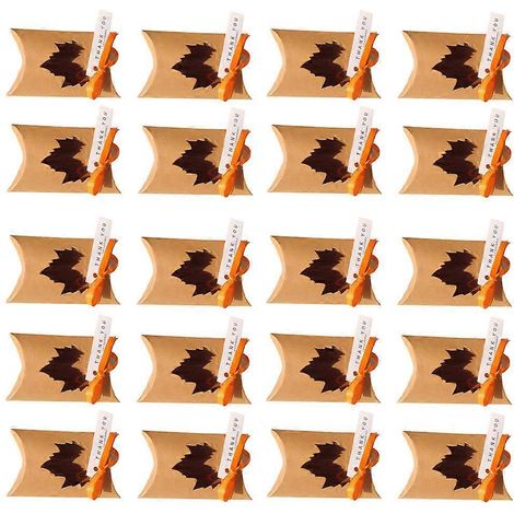 Boîtes à bonbons Kraft pour Thanksgiving, 20 pièces, avec étiquettes et rubans (1/5)