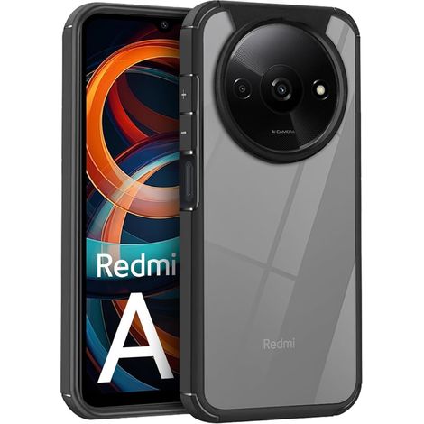 Custodia ibrida Fusion per Xiaomi Redmi A3 con protezione per la fotocamera, trasparente/nera (1/5)