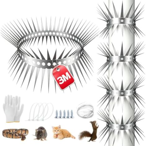 Ceinture Anti Chats 300CM, Grille Anti Rongeur en Acier Inoxydable Ceinture Anti Fouine pour Arbre et Gouttière pour Maison, Gouttière, Arbre (1/5)