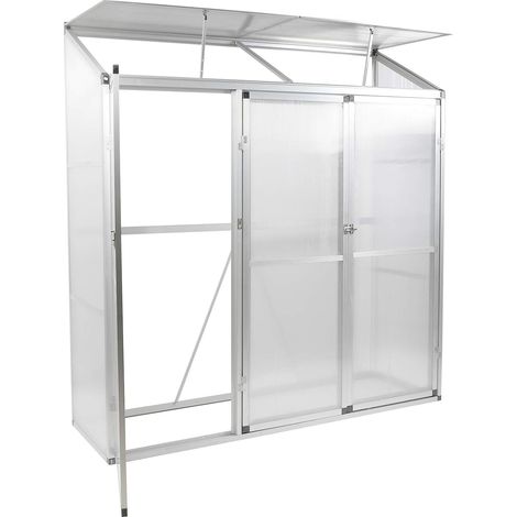 Gegaden Aluminium Beistell-Gewächshaus Gartengewächshaus Treibhaus Frühbeet 182 52 190 cm ohne Rückwand
