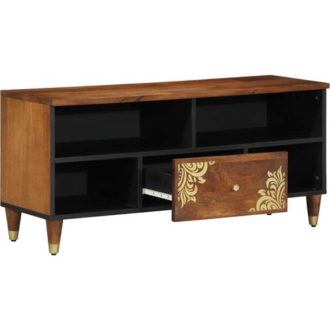 Meuble TV,Banc TV,Armoire TV Marron 100 x 33.5 x 46 cm Bois de manguier massif CFW182632 (1/5)