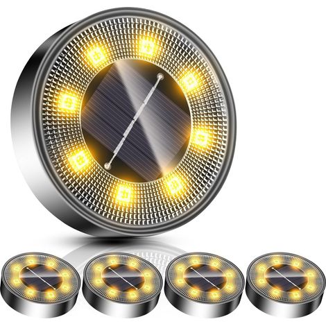 Solar Ground Lights - IP68 Waterproof Outdoor Solar Garden Lights for Yard, Lawn, Patio, Deck, Pathway, Walkway, and Driveway - Warm White Landscape (1/4)