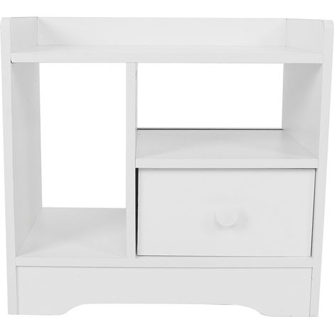 Table de nuit blanche avec tiroir, meuble de chevet pour chambre à coucher, rangement domestique (1/5)