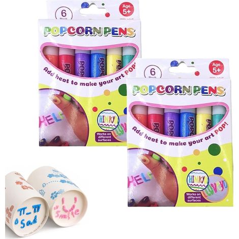 Stylos à dessin Popcorn 6 couleurs, effet bulles 3D, lot de 2 (1/5)