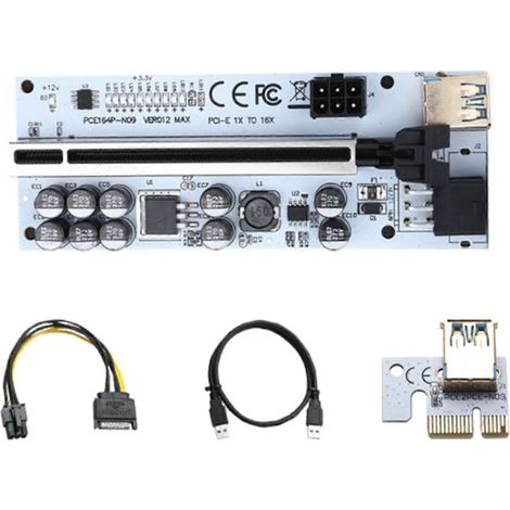 VER012 Carte d'extension PCI-E USB 3.0 Max pour Express 1X/16X, adaptateur d'alimentation SATA 6 broches (1/5)