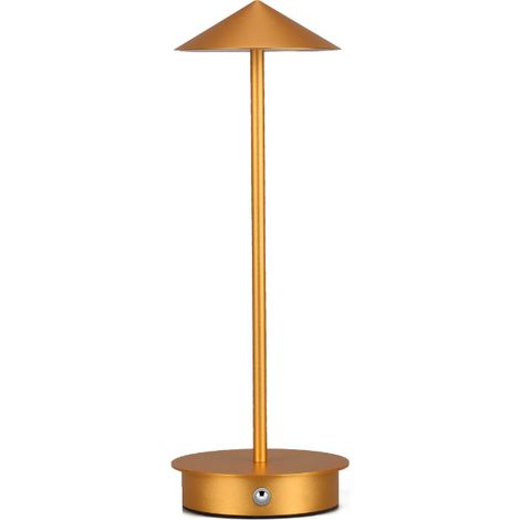 3-farbige Touch-Schreibtischleuchte aus Metall, dimmbare Acryl-Tischleuchte, wiederaufladbare tragbare Schreibtischlampe, Gold (1/5)