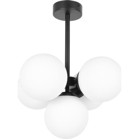 Plafonnier noir Kaja INEZ 5 globes verre blanc E14 (1/5)