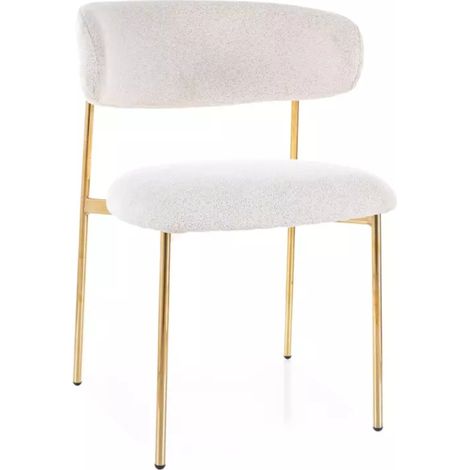 Chaise tissu beige pieds dorés métal design élégant et rembourrage doux JONAZ (1/5)