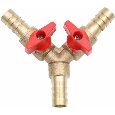 Raccord laiton 10 mm – Vanne à boisseau sphérique 3 voies en Y – Connecteur tuyau cannelé pour eau et gazole – Lot de 1 (1/5)