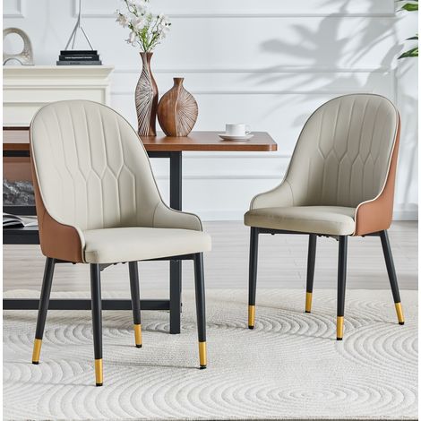 Esszimmerstuhl 2er-Set aus PU-Leder mit Metallbeinen OKMYHOME (1/5)