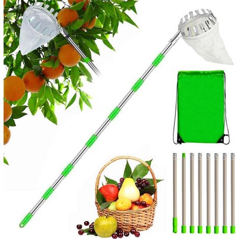 Recogedor de frutas telescópico 3 M, Recogedor de frutas desmontable, Recogedor de frutas telescópico, Pértiga telescópica para recoger frutas, Recogedor de cerezas, Recogedor de frutas, Recogedor de  (1/4)