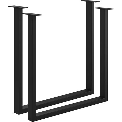 Tischkufe Etsi U-Form 700 mm Stahl schwarz pulverbeschichtet strukturiert - RAL 9005 - mit Verstellgleiter - 2er-Set (1/5)